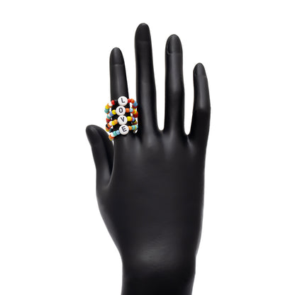 Ethnic Colorful Letter LOVE Beads Design Rings Set