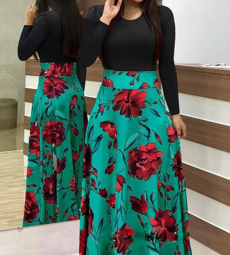 Elegant Plus Sizes Floral Print Plus Sizes Long Dresses