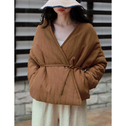 Winter Vintage Linen Warm Short Overcoats