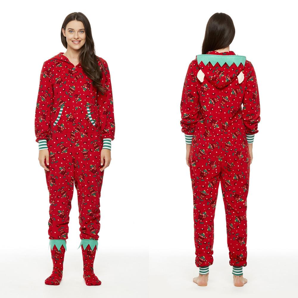 Christmas Parent-Child Hoodies Jumpsuits Pajamas