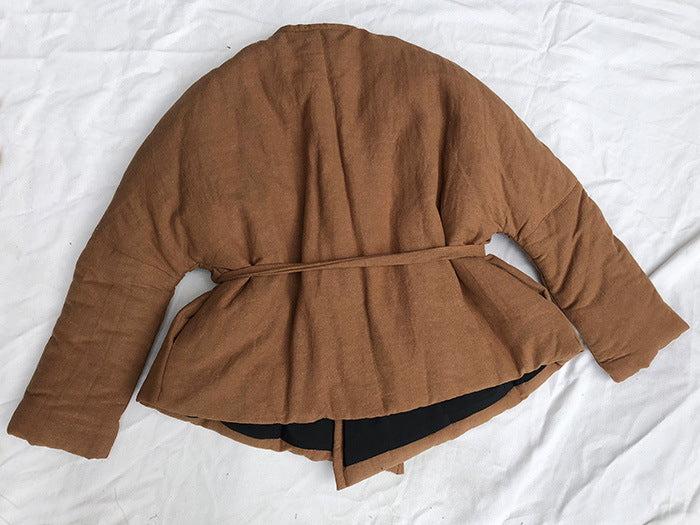 Winter Vintage Linen Warm Short Overcoats