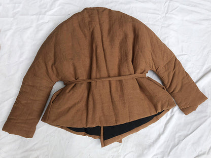 Winter Vintage Linen Warm Short Overcoats