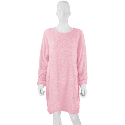 Casual Women Round Neck Plush Long Sweaters