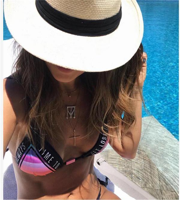 Women Summer Letter Print Beach Bikini Swimwear-STYLEGOING