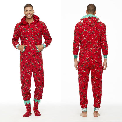 Christmas Parent-Child Hoodies Jumpsuits Pajamas