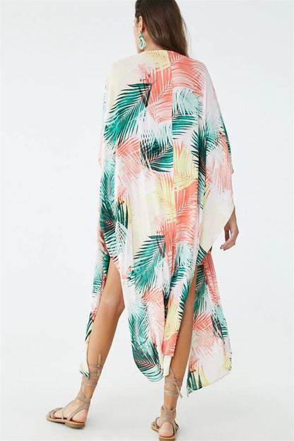 Colorful Leaf Design Summer Holiday Kimono Cover Ups