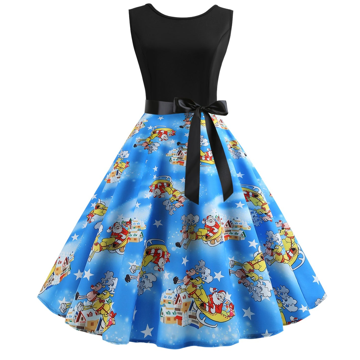 Sleeveless Round Neck Christmas Backless Dresses
