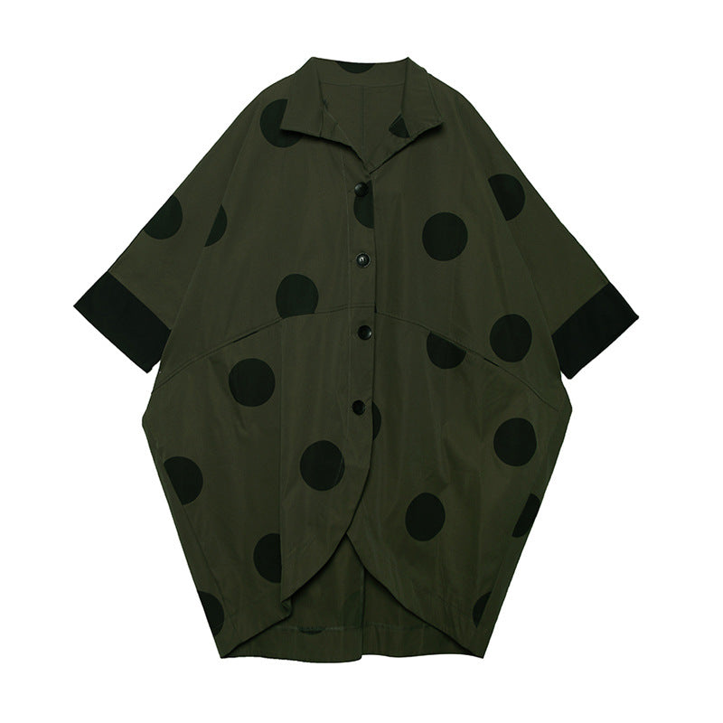 Casual Irregular Dot Print Batwing Coats for Women