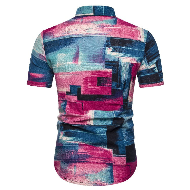 Ethnic Print Men's Summer Beach Short Sleeves Shirts