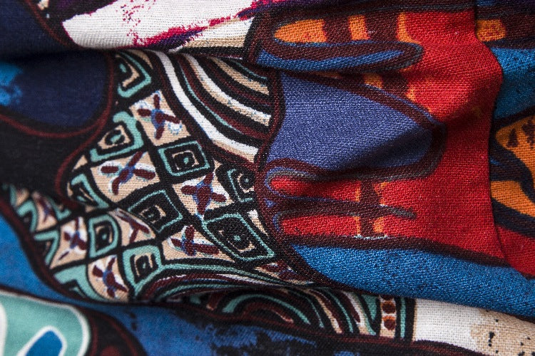 Ethnic Print Men's Summer Beach Short Sleeves Shirts