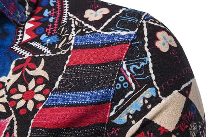 Ethnic Print Men's Summer Beach Short Sleeves Shirts