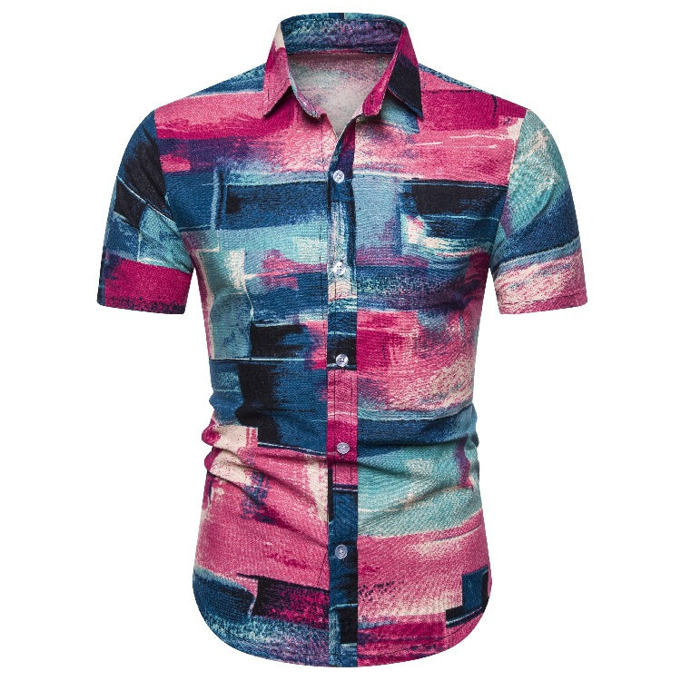 Ethnic Print Men's Summer Beach Short Sleeves Shirts