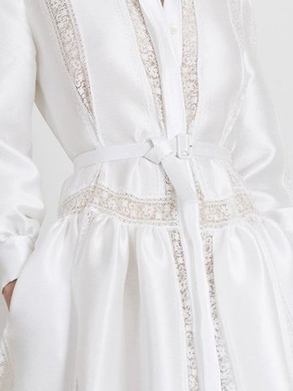 White New Sexy Deep V Neck Long Dresses-STYLEGOING