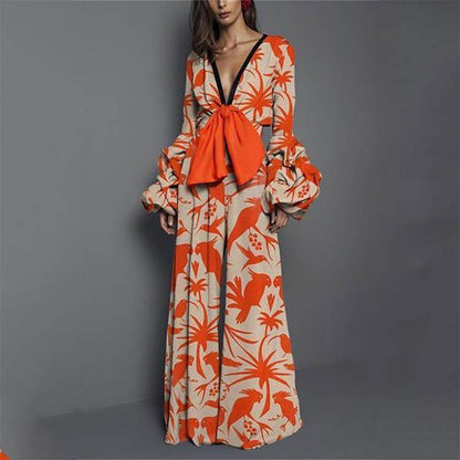 Women Sexy Bowknot Long Sleeves Jumsuits-STYLEGOING