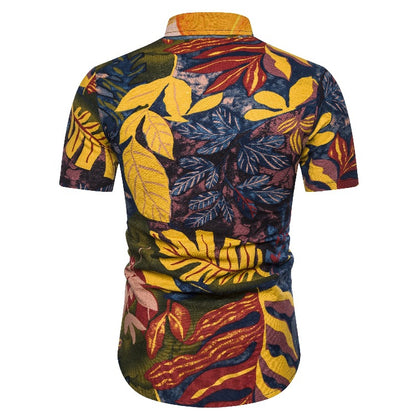 Ethnic Print Men's Summer Beach Short Sleeves Shirts
