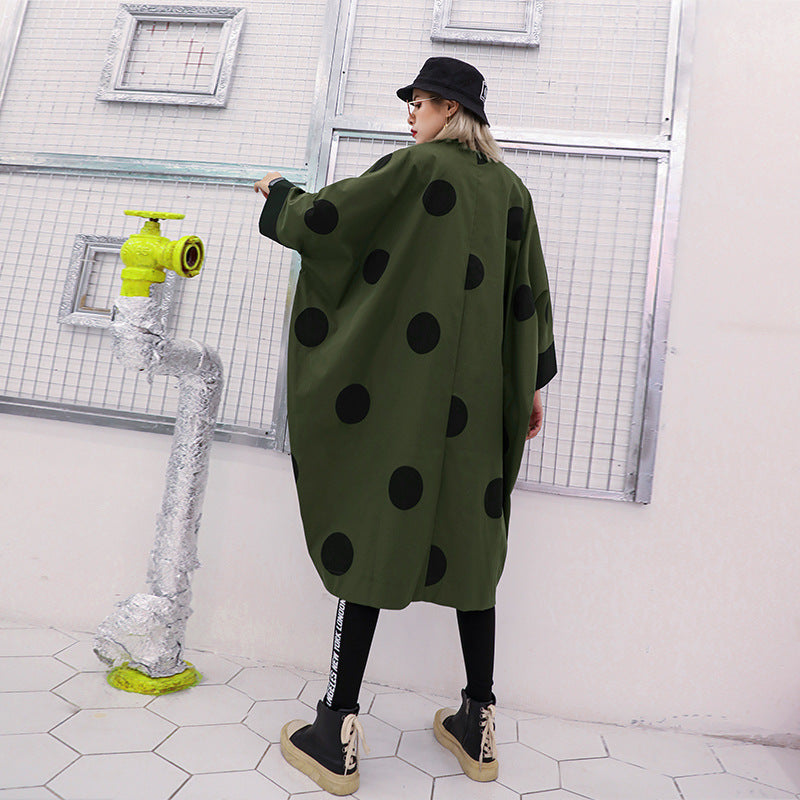 Casual Irregular Dot Print Batwing Coats for Women