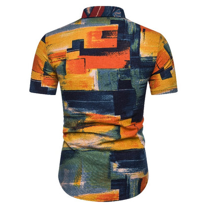 Ethnic Print Men's Summer Beach Short Sleeves Shirts