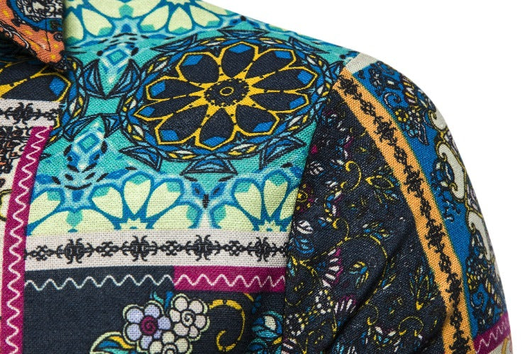 Ethnic Print Men's Summer Beach Short Sleeves Shirts