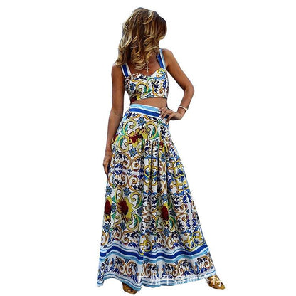 Sexy Floral Print 2 Boho Pcs Dresses Suits-STYLEGOING