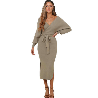 Women Knitting Bodycon Midi Dresses-STYLEGOING