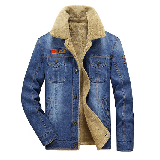 Casual Men Winter Denim Warm Coat