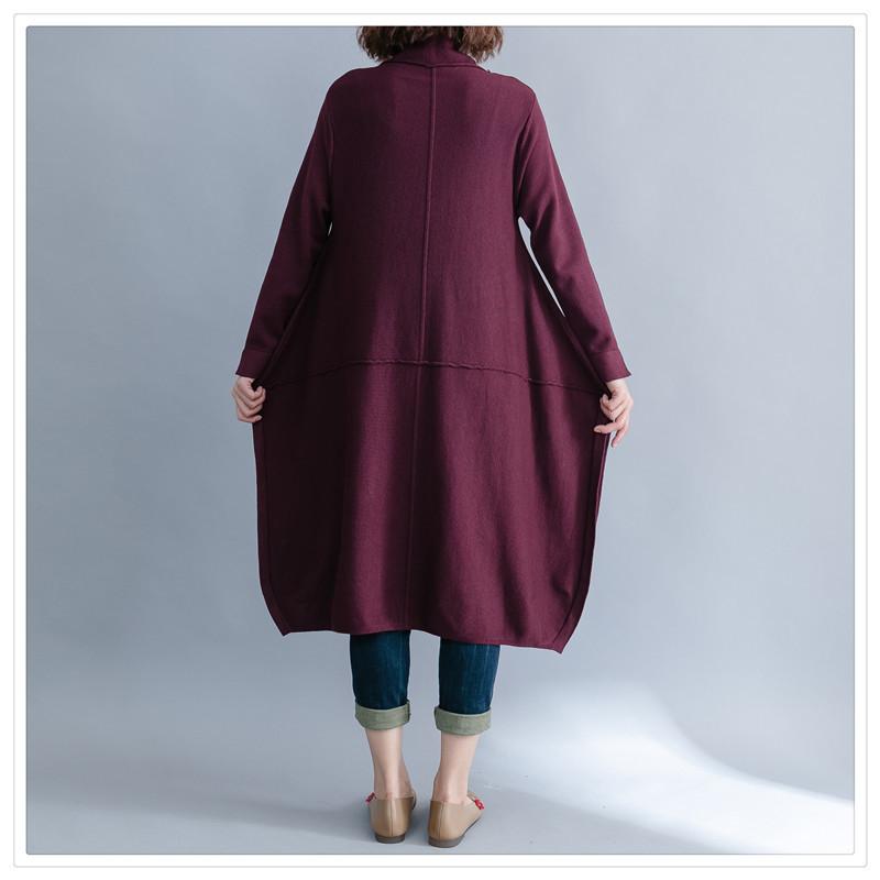 Women High Neck Irregular Fall Dresses-STYLEGOING
