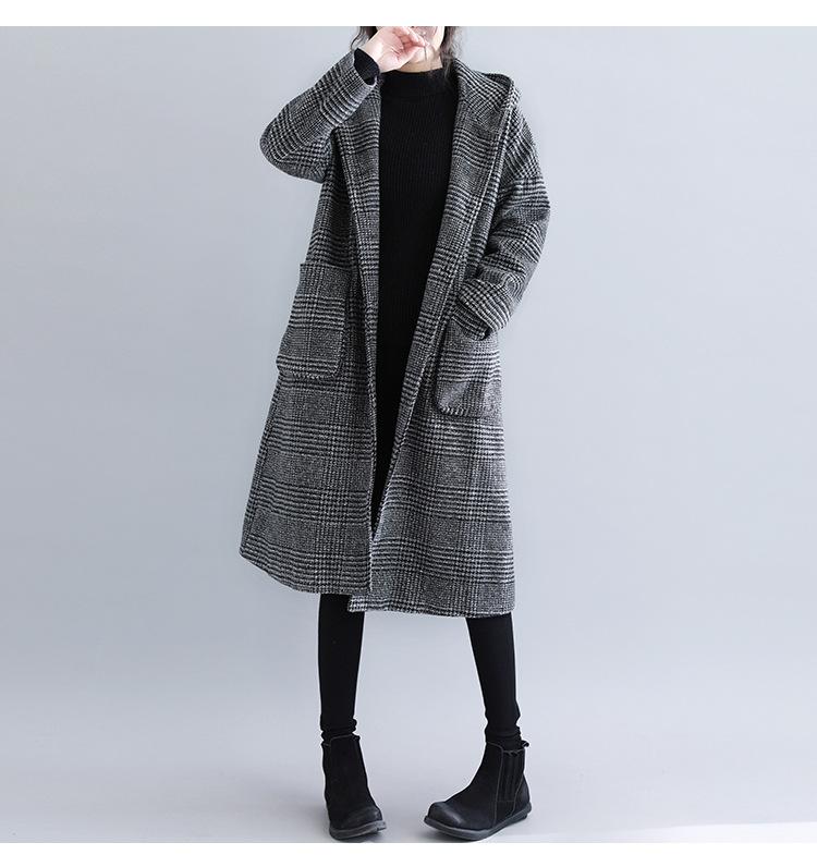 Women Plus Sizes Woolen Winter Coat-STYLEGOING