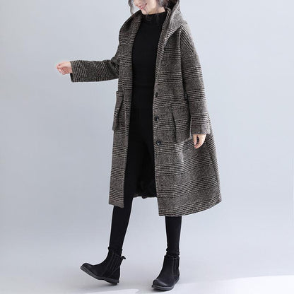 Women Plus Sizes Woolen Winter Coat-STYLEGOING
