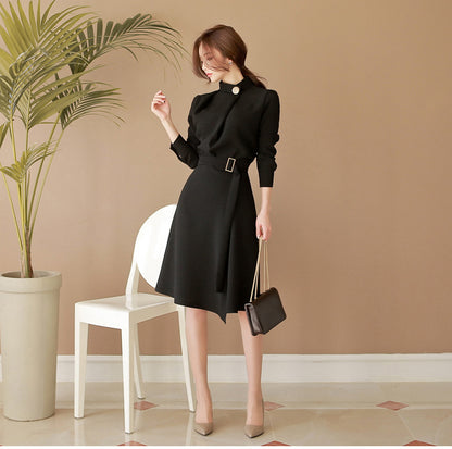 Elegant Office Lady High Neck Long Sleeves Dresses