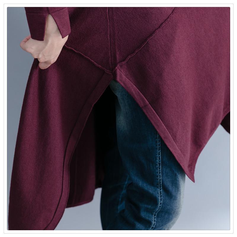 Women High Neck Irregular Fall Dresses-STYLEGOING