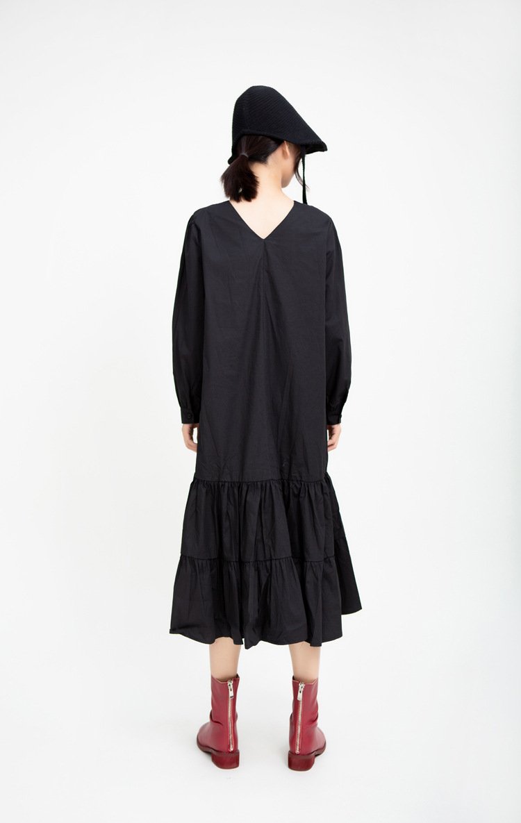 Drawstring Women Fall Midi Length Dresses