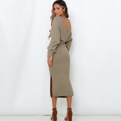 Women Knitting Bodycon Midi Dresses-STYLEGOING