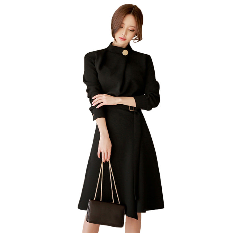 Elegant Office Lady High Neck Long Sleeves Dresses