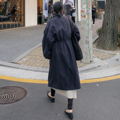 Women High Neck Fall Long Overcoat-STYLEGOING