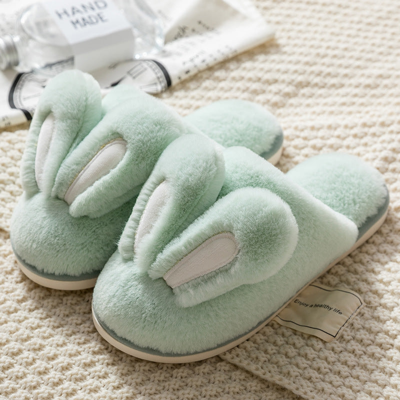 Lovely Rabbit Ear Winter Plush Slippers for Women
