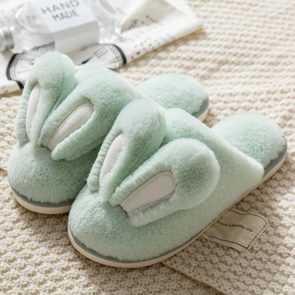 Lovely Rabbit Ear Winter Plush Slippers for Women