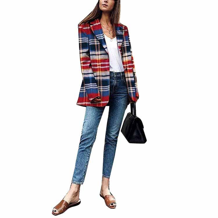 Fashion Oversized Plaid Print Overcoat-STYLEGOING