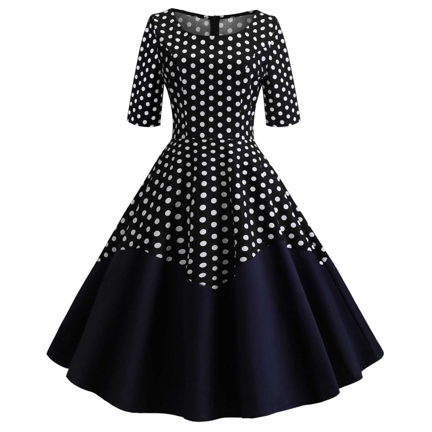Round Neck Half Sleeves Vintage Dresses-STYLEGOING