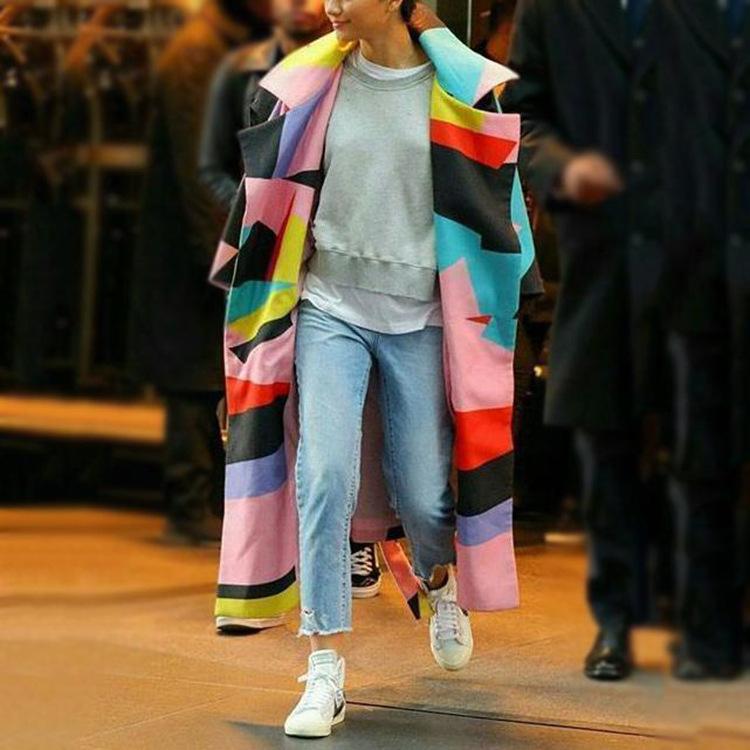 Women New Split Joint Long Overcoat-STYLEGOING