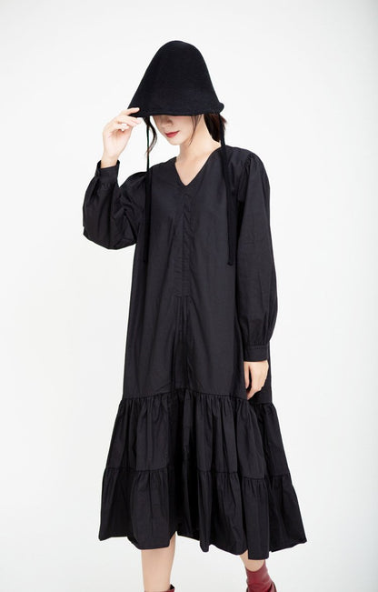 Drawstring Women Fall Midi Length Dresses