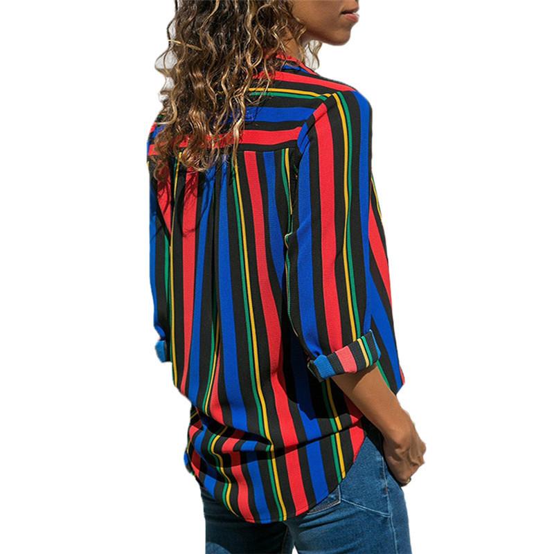 Long Sleeves Casual Striped Chiffon Shirts-STYLEGOING