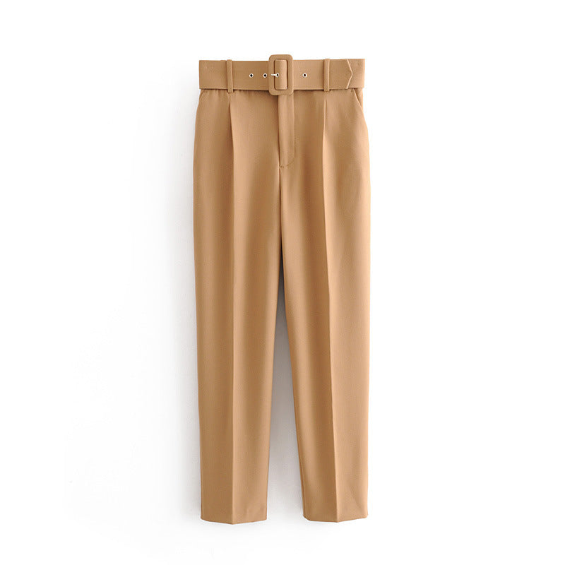 Women High Waist Casual Cropped Pants