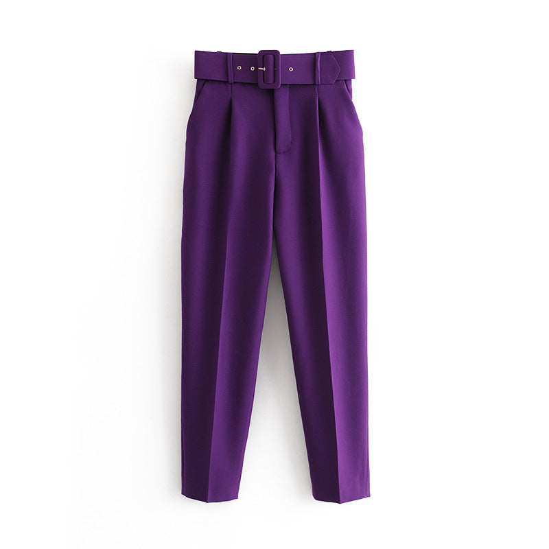 Women High Waist Casual Cropped Pants