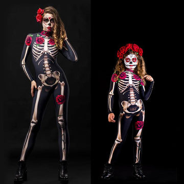 Horrible Holloween Skeleton Costume Jumpsuit for Adult&kids-STYLEGOING