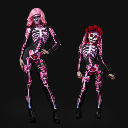 Holloween Horrible Skeleton Jumpsuit for Adult&kids-STYLEGOING