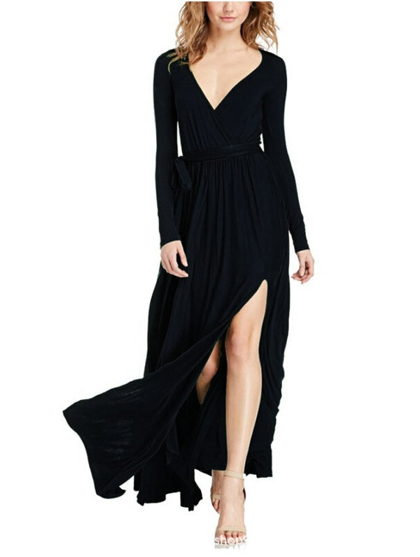Sexy Deep V Neck Long Party Dresses