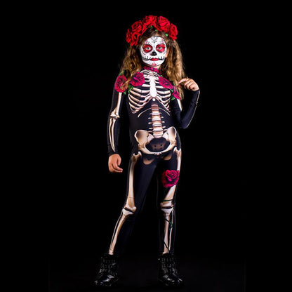 Horrible Holloween Skeleton Costume Jumpsuit for Adult&kids-STYLEGOING