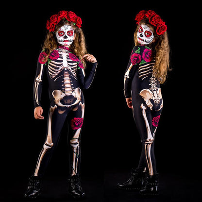 Horrible Holloween Skeleton Costume Jumpsuit for Adult&kids-STYLEGOING