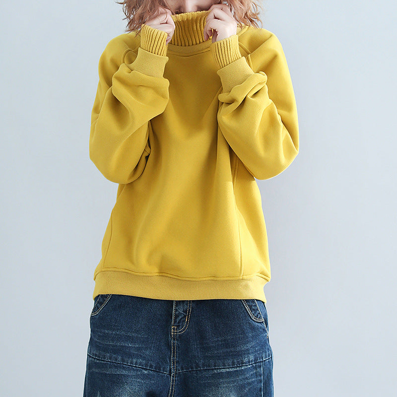 Women High Neck Velvet Plus Sizes Hoodies
