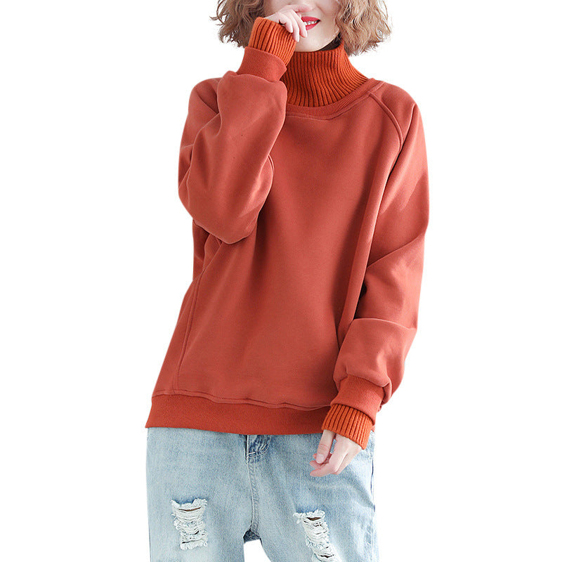 Women High Neck Velvet Plus Sizes Hoodies